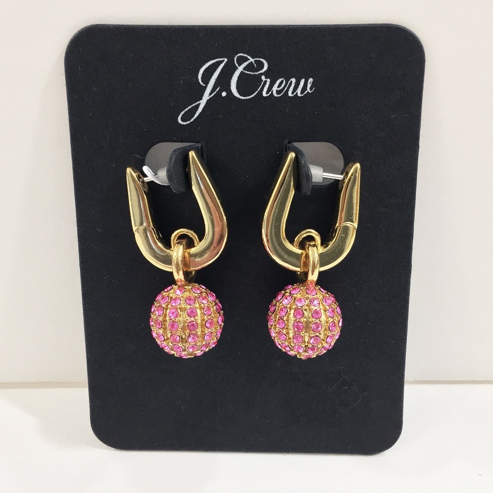 J. Crew Pavé Ball Huggie Hoop Earrings